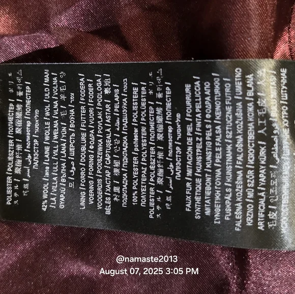 Guess Burgundy Purple Wool Blend Coat with Faux Mongolian Fur Trim Designer #679